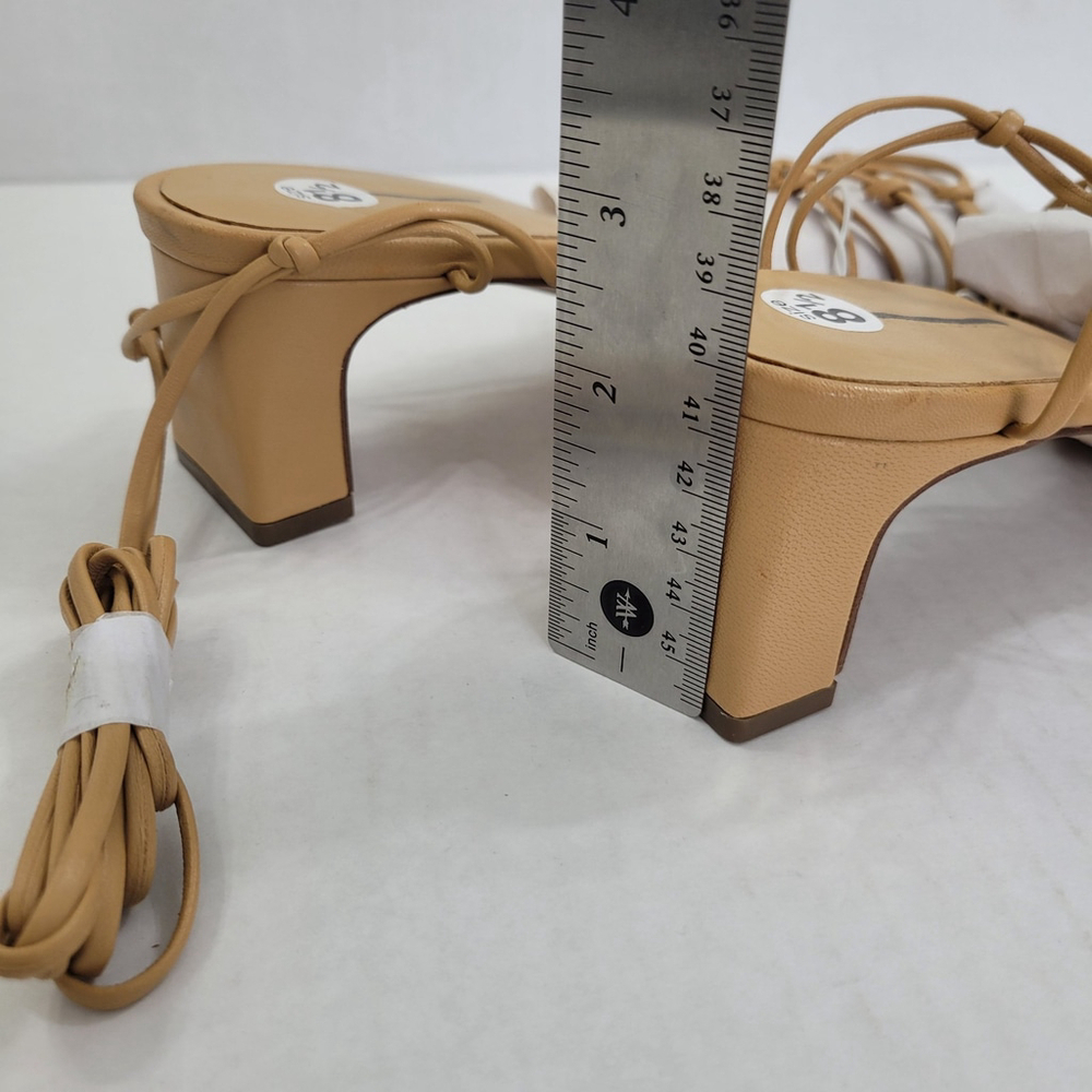 NWOT Ann Taylor Women's Knotted Leather Strappy Sandals Beige Size 8.5 - Picture 10 of 13